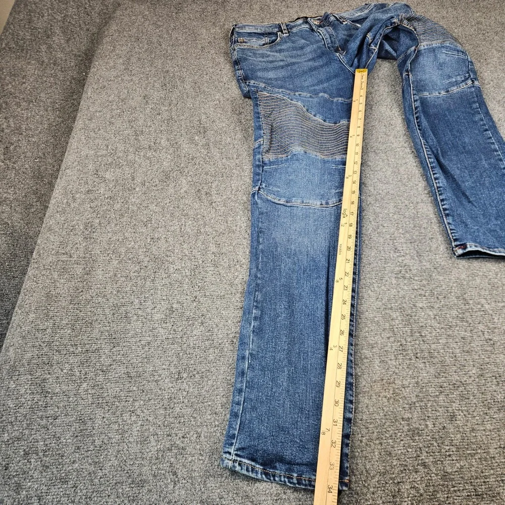 True Religion Rocco Moto Relaxed Skinny Jeans Mens 34 Blue Biker Denim Pants
